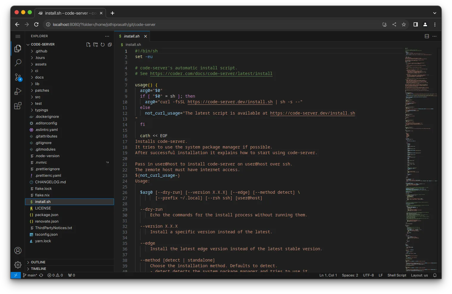Code-Server screenshot