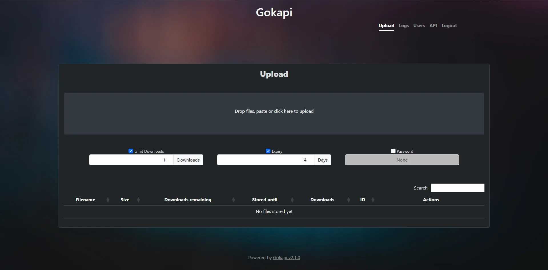 Gokapi screenshot