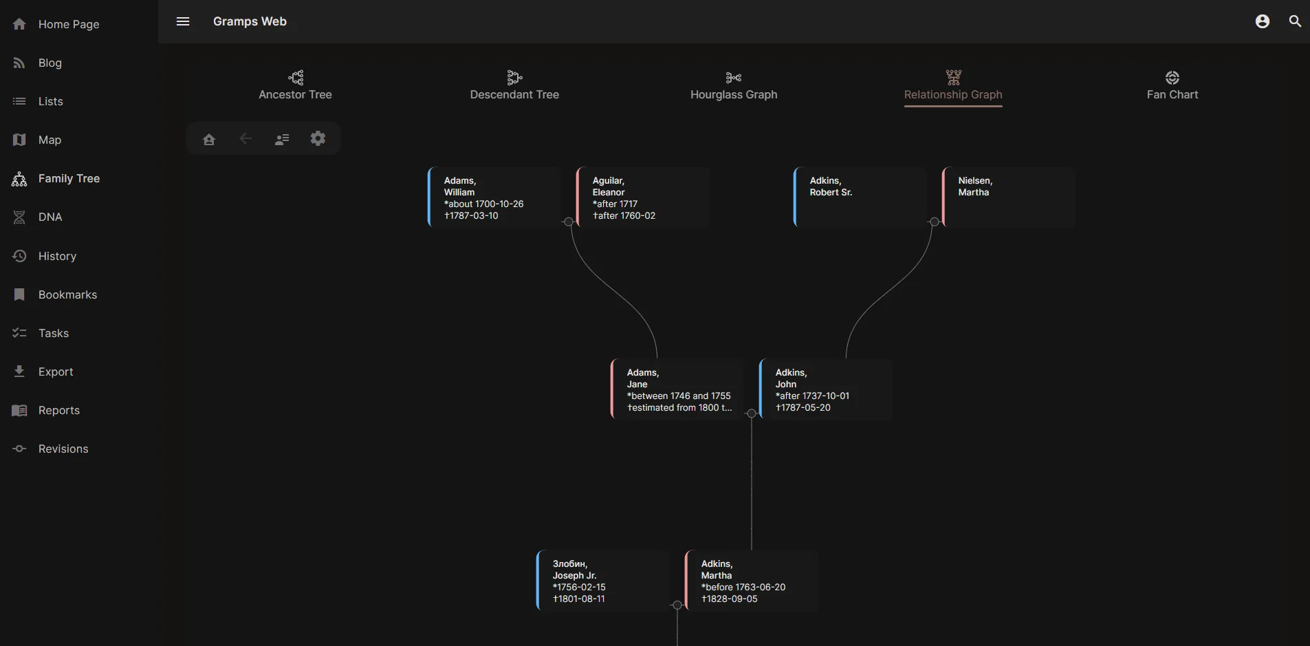 Gramps Web screenshot