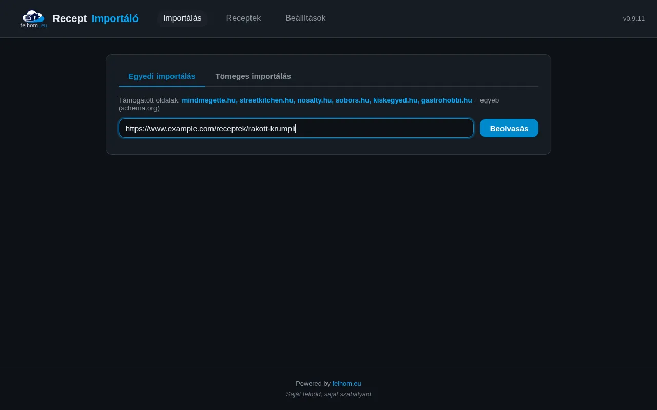 Recipe Importer screenshot